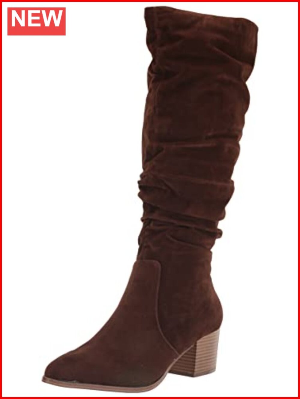 Women's Tall Block Heel Knee-High Boots Faux Suede Memory Foam